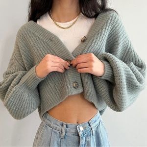 Oak + Fort Cardigan with Oversized Sleeves